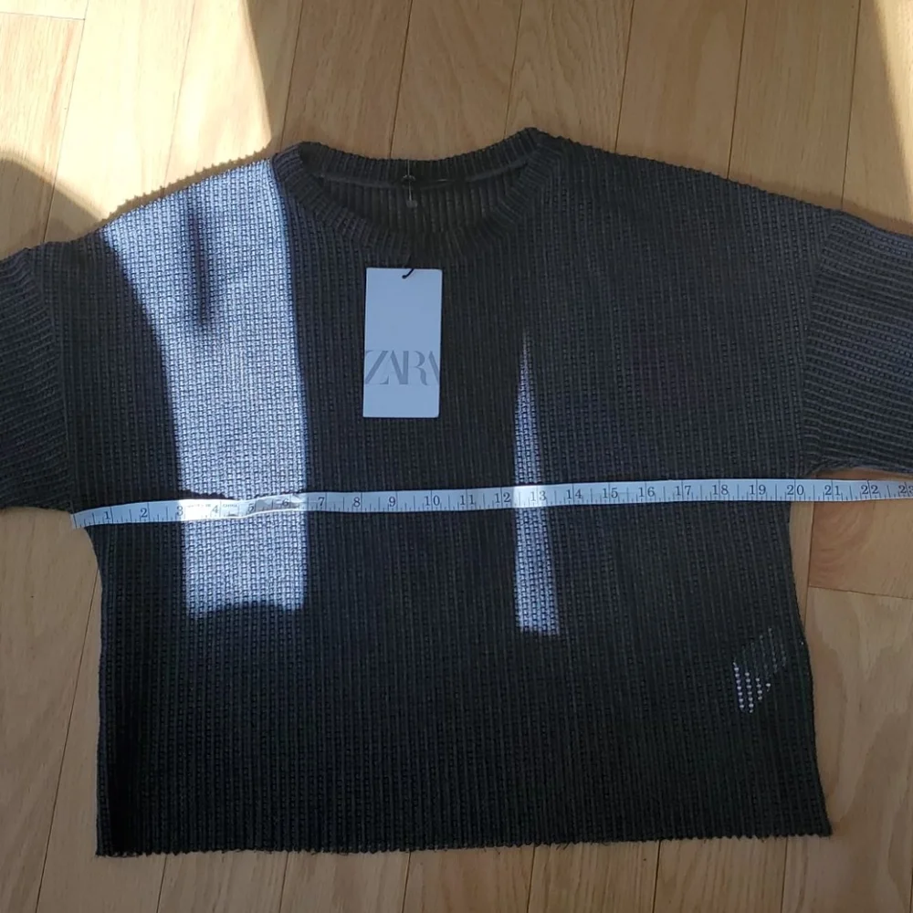 Zara sheer textured long sleeve top